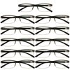 11 Packs Mens Rectangle Half Frame Reading Glasses Blue Light Blocking Black Spring Hinge Readers +1.25