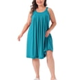 thumbnail image 2 of Agnes Orinda Plus Size Nightgowns for Women Sleeveless Sleepwear Wide Strap Sleepshirts Pleated Scoopneck Nightshirt 2X Teal Blue, 2 of 6