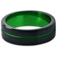 thumbnail image 2 of P. Manoukian Tungsten Wedding Band Ring 6mm for Men Women Black Green Center Line Flat Cut Brushed Polished Lifetime Guarantee Size 12.5, 2 of 4