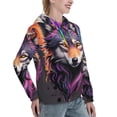 thumbnail image 6 of Fotbe Colorful Wolf Head A Pattern Womens Long Sleeve Hoodie, Pullover Hooded Sweatshirt, Kangaroo Pocket Hoodie with Eye-catching Drawstrings-X-Large, 6 of 7