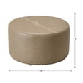 thumbnail image 4 of KINWELL Modern Faux Leather Round Upholstered Ottoman, Multi-Functional Sofa Footrest, Side Table, Extra Seating for Living Room, Bedroom (Khaki, 24" D x 24" W x 13" H), 4 of 11