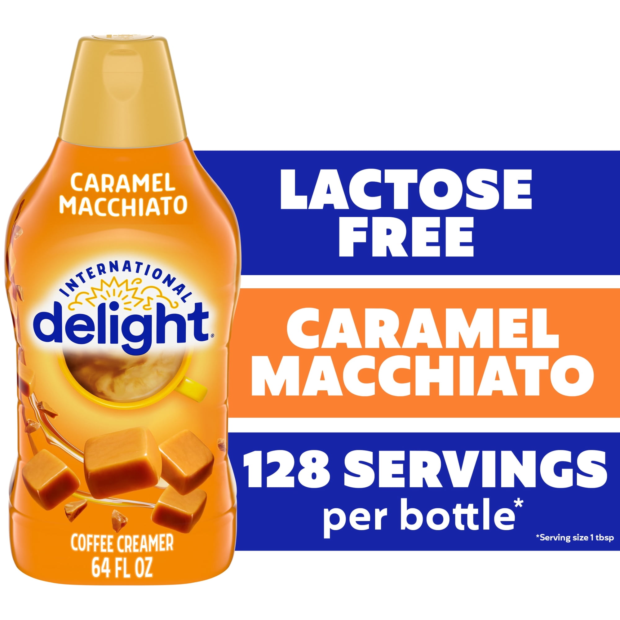 International Delight Caramel Macchiato Coffee Creamer Bottle Lactose Free and Gluten-Free 64 fl oz