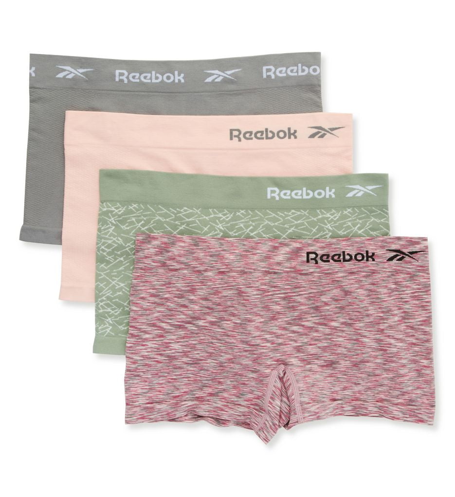 Women's Reebok 31UH107 Seamless Boyshort Panty 4 Pack (Lily Pad/Grey
