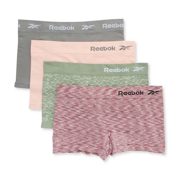 Women's Reebok 31UH107 Seamless Boyshort Panty 4 Pack (Lily Pad/Grey
