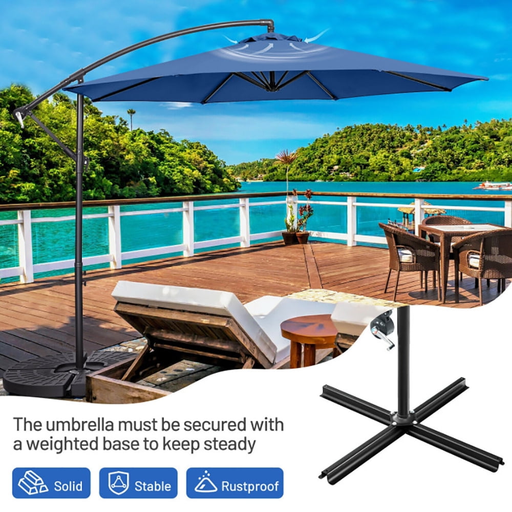 Aimee Lii 10 Feet Offset Umbrella with 8 Ribs Cantilever and Cross Base, Outdoor Umbrella with Base, Blue Aimee Lii 10 Feet Offset Umbrella with 8 Ribs Cantilever and Cross Base, Outdoor Umbrella with Base, Blue