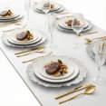 thumbnail image 5 of Yucurem 100PCS Reusable Charger Plates Bulk, 12.2" Plastic Dinner Charger Plates, Round Ruffled Rim Decorative Dinner Tableware for Wedding, Party, Event Table Decor (Silver), 5 of 9