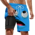 thumbnail image 4 of Telankuip Men's Swim Trunks with Compression Liner Funny Face Printing Elastic Drawstring Waist Beach Shorts for Swim Pool Surfing Wear Convenient Lined Pocket Casual Board Shorts 4-Blue XXL, 4 of 4