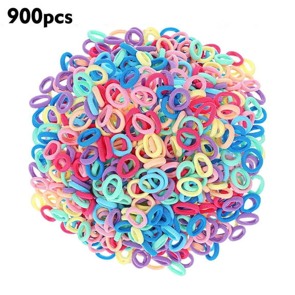 900 Pcs Mixed Color Elastic Hair Ties - High Stretch No Damage Seamless Cotton Hair Bands, No Crease Ponytail Holders Scrunchies, Hair Accessories for Women Thick Thin Hair