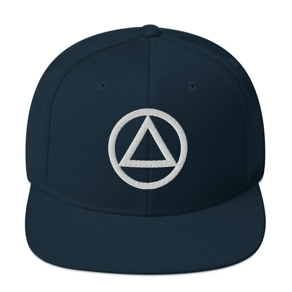 AA NA lg Circle Triangle White Logo Clean Sober 12-step Recovery Support Gift Modern Snapback Hat (Dark Navy)