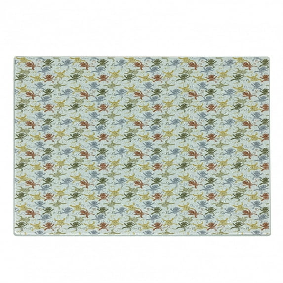 Cartoon Cutting Board, Monkeys Hand Drawn Nature Wildlife Characters with Grunge Effect, Decorative Tempered Glass Cutting and Serving Board, Small Size, Multicolor, by Ambesonne