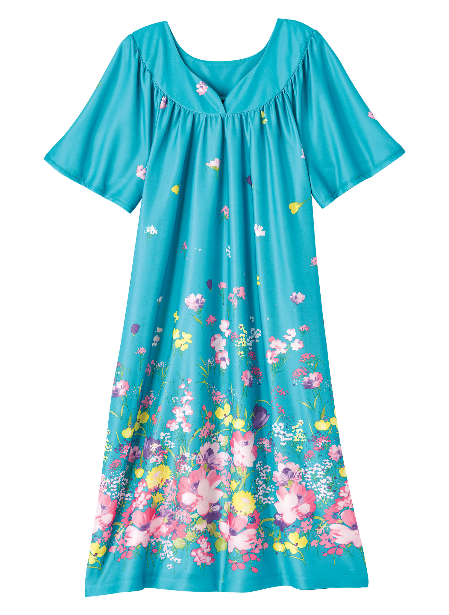 AmeriMark Women's Lounger House Dress Short Sleeve Patio Dress w/ Side