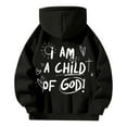 thumbnail image 4 of Yuanlong Womens Hoodies Half-Zip "I AM A CHILD OF GOD" Printed Long Sleeve Hoodie Spring Streetwear Cozy Athleisure Tops, 4 of 4