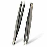 Premium Stainless Steel Tweezers Set, with Perfect Grip! Ideal for Painless Eyebrow Plucking, Ingrown Hair and Tick Removal, Beauty and First Aid Precision Tweezers