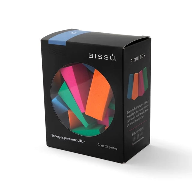 Esponjas para maquillaje Piquitos Bissu 24 piezas por caja