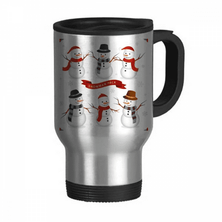 

Merry mas Snowflake Snowman Travel Mug Flip Lid Stainless Steel Cup Car Tumbler Thermos