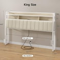 thumbnail image 3 of Ergonomic Headboard for King Size Bed with 2-Tier Storage, Upholstered Headboards with Outlets, USB Ports, LED Light, King Head Board Only, Height Adjustable, Sturdy and Stable, White, 3 of 16