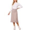 thumbnail image 2 of INSPIRE CHIC Women's Pleated Skirts High Waist Stretchy A Line Ribbed Knit Sweater Midi Skirt Fall Winter Outfits XL Dark Khaki, 2 of 6