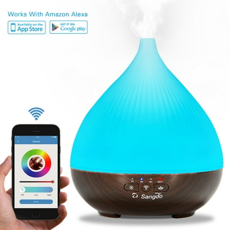 300ml Essential Oil Aroma Diffuser, Smart-phone App Control, Compatible with Android and IOS, Cool Mist Aroma Humidifier with 7 Colored LED Lights, Timer Function, Auto (Best Shot Timer App Android)