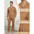 thumbnail image 2 of ANLIQI Mens Pajamas Set 100% Cotton Long Sleeve Sleepwear Pajamas for Men Notched Collar Loungewear Pjs with Pockets(Yellow XL), 2 of 6
