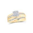thumbnail image 2 of 10kt Yellow Gold His Hers Round Diamond Square Matching Wedding Set 5/8 Cttw, 2 of 3