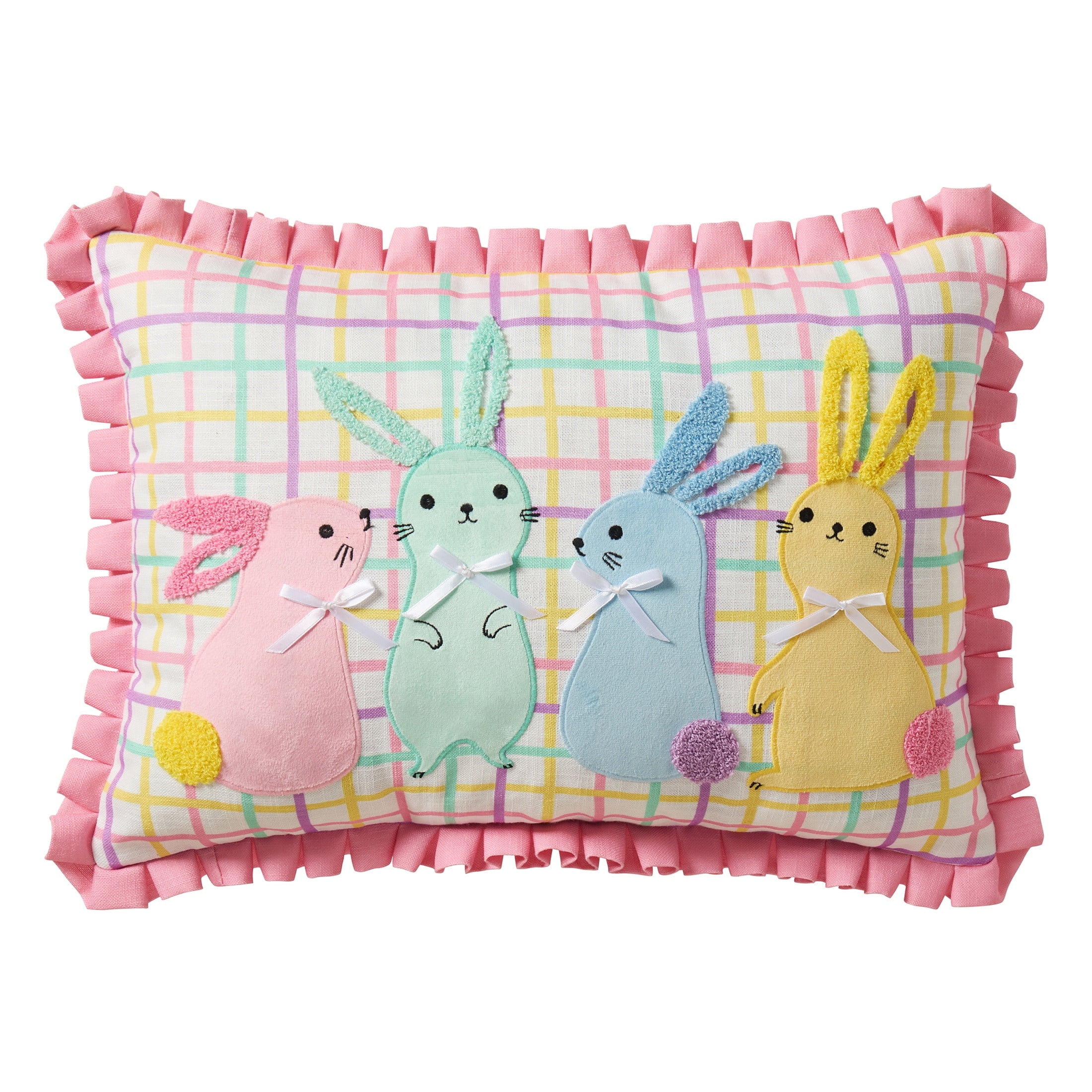 Hallmark 14" x 20" Multicolor Bunny BFFs Reversible Decorative Pillow