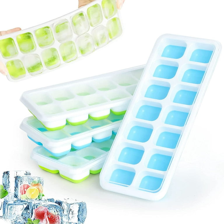 4 Pack Silicone Ice Cube Trays With Lid BPA Free 56-Ice Cubes