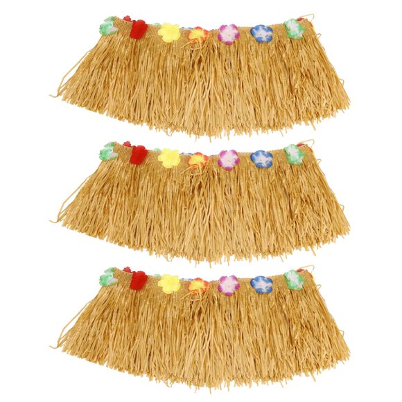 3X Table Skirt Hawaiian Luau Flower Grass Garden Wedding Party Beach Decor Khaki,3 x Table Skirt,Khaki