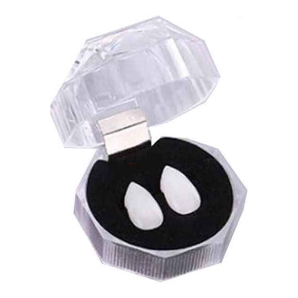 Bewildely 1 par de disfraces de Halloween, colmillos de vampiro, disfraz, accesorios para dentaduras postizas, vampiro y zombi Kits de decoración para fiestas 19 mm
