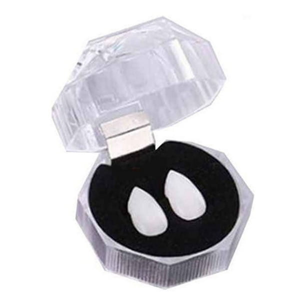 Advancent 1 par de colmillos de vampiro, disfraz de dientes, accesorios para dentaduras postizas, diente de zombi, Cosplay de Halloween Kits de decoración para fiestas 17 mm