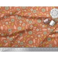 thumbnail image 2 of Soimoi Orange Cotton Voile Fabric Leaves & Flower Printed Craft Fabric by the Yard 42 Inch Wide, 2 of 3