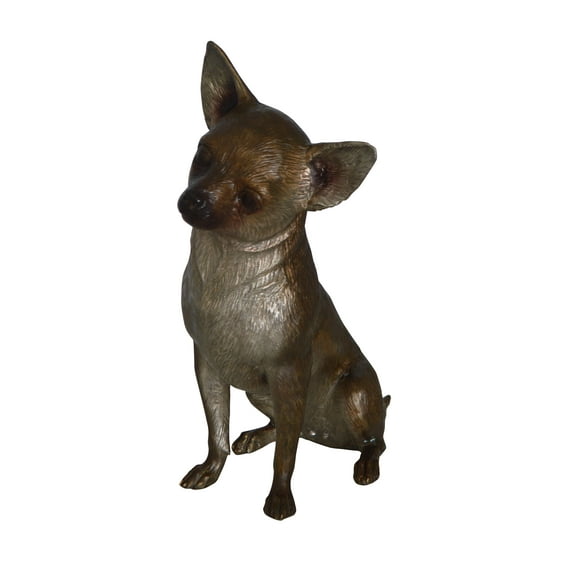Nifao Sitting Chihuahua Bronze Statue – Home Decor Sculpture, 6"L x 15"W x 15"H