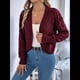 thumbnail image 4 of Suéteres Tipo Cárdigan para Mujer, de Crochet, con Frente Abierto, Chaqueta Corta, para Otoño e Invierno, con Mangas Farol. Vino Tinto S, 4 of 10