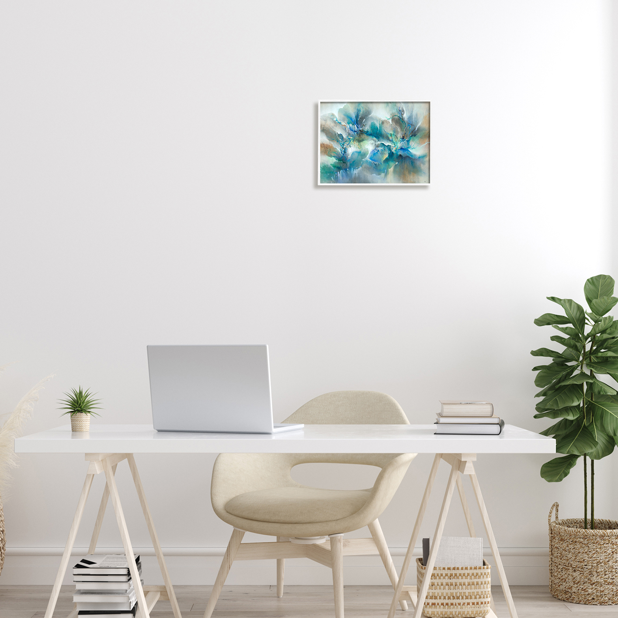 Stupell Industries Modern Blended Paint Abstraction Floral Petal Shapes Blue, 14 x 11, Design by K. Nari
