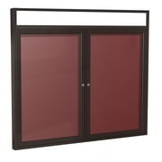 Ghent's Vinyl 48" x 60" 2 Door Enclosed Flannel Letterboard in Burgundy Red