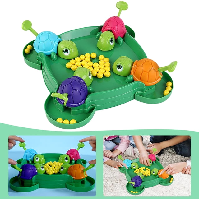 Hungry Turtle Game Turtle Pac-Man Game Toy Batalla interactiva para padres e hijos Juguete educativo Juego mesa familiar (72 piezas frijoles) Turtle Pac-Man 72 Beans (caja color en inglés)