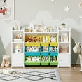 Homfa Kids Bookshelf & Toy Box Combo, White Children's Shelves