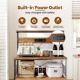 thumbnail image 3 of edx 23" Bakers Rack with 3 Outlets, 10 Hooks, Microwave Stand, Rust, 3 of 10