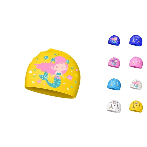 XIYON Children Kids Boys Girls Swimming Hat Cute Cartoon Print Soft Breathable Lightweight Summer Caps For Holiday Vacation Beach,Ye1,5-12Y