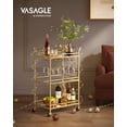 thumbnail image 2 of Bar Cart, Home Bar Serving Cart, Small Bar Cart with 3-Tier Shelf, Wine Holders, Glass Holders, Bar Cart, 15 x 23.6 x 36.2 Inches, Gold, 2 of 6