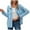 Blue, variant on IROINNID Women's Casual Jacket Coat Turndown Lapel Solid Color Long Sleeve Leisure Pocket Button Coat Recreational Cardigan Tops, Blue
