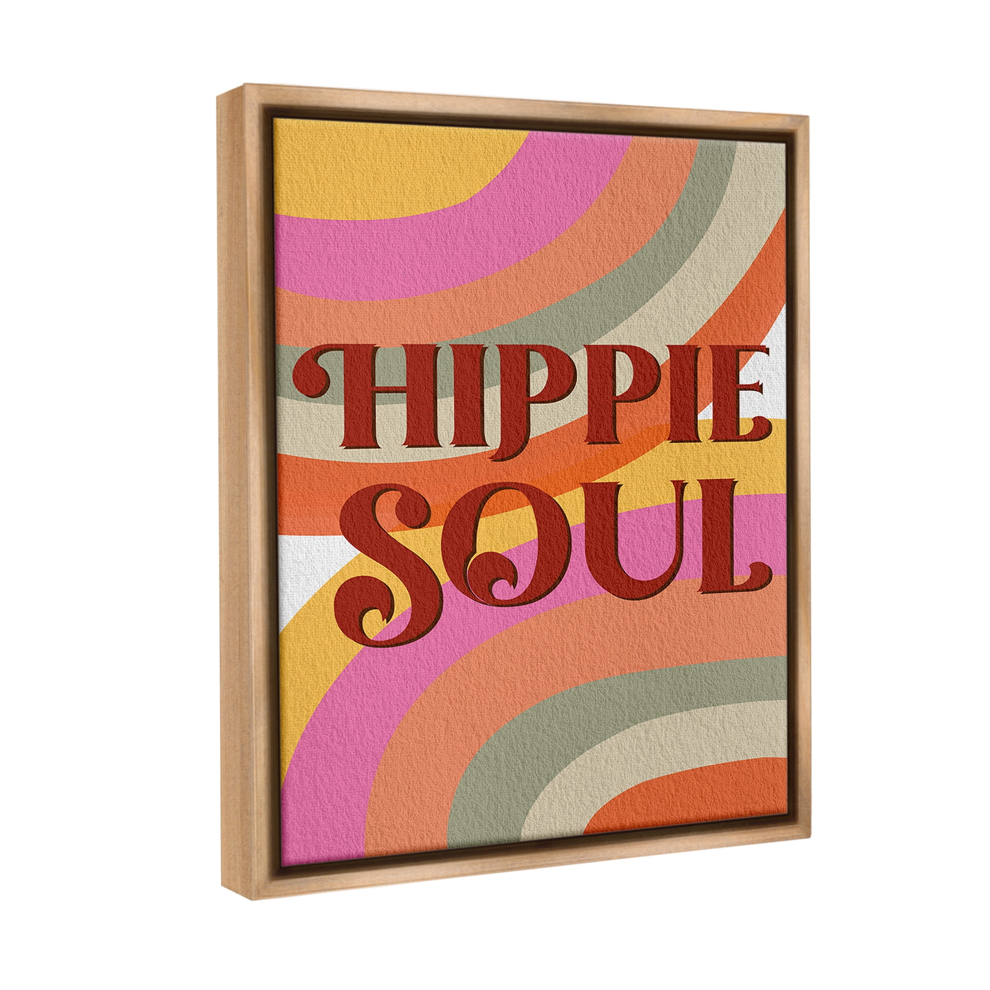 Stupell Industries Hippie Soul Patterned Typography Painting Brown Floater Framed Canvas Art Print Wall Art, 25 x 31