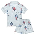 thumbnail image 2 of FORMRS Niños Short Sleeve Top and Pants Pajama Set Unisex Satin 2-Piece Sleepwear, Sizes 7-8Y, Hockey Action Zone, 2 of 8
