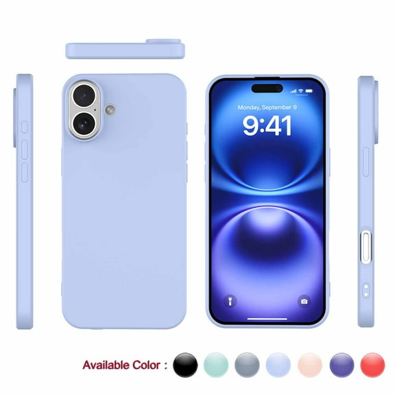 Apple iPhone 16 Shockproof Silicone Case, Rugged Soft Gel Rubber Cover, Ultra Slim Anti-Scratch Design with Microfiber Lining, Protective Phone Case for iPhone 16-Purple