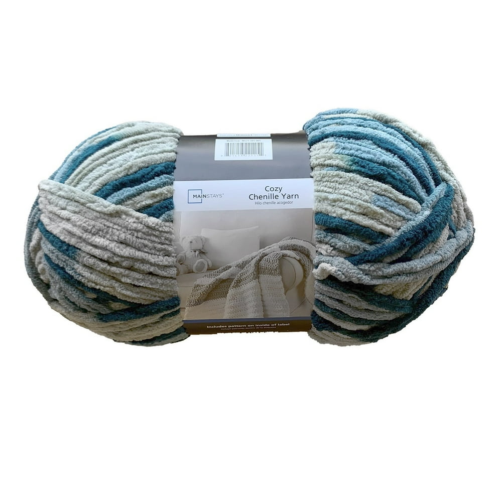 Mainstays 220 yd Super Bulky Cozy Chenille Yarn, Multi Teal, 100