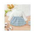 thumbnail image 4 of Sedceaty 2Pcs Baby Girl Party Outfit, Plaid Long Sleeve Buttons Outwear + Patchwork Mock Neck Dress Set for Toddler Girls, 3-24 Months, 4 of 9
