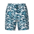 thumbnail image 4 of Lsque Mens Swim Trunks Ocean Waves Pattern - Bathing Suit Compression Liner - Beach Swim Shorts Swimwear - (S-3XL) - Stretch Quick Dry -3X-Large, 4 of 9
