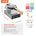 thumbnail image 2 of VEVOR Commercial Bubble Waffle Maker, 1400W Egg Pancake Baker Machine, Non-Stick Stainless Steel Egg Bubble Puff, 180° Rotatable, Temp and Time Control, Wooden Handle, for Restaurant Bakery Snack Bar, 2 of 9