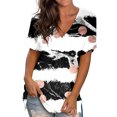 thumbnail image 1 of Hauts d'Été Grande Taille pour Femmes Col Rond Imprimé Manches Courtes T-Shirt Blouse Ample Col en V T-Shirt Femmes en Solde, 1 of 5