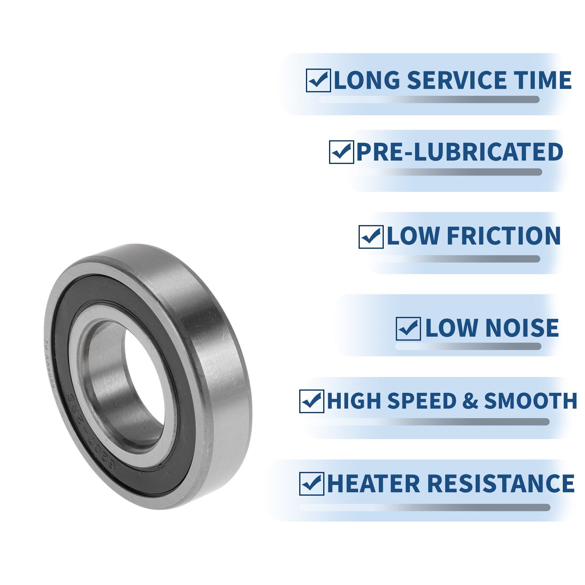 Unique Bargains 6207VV Deep Groove Ball Bearings 35x72x17mm P4 Double Rubber Seal Lubricated Bearings 1 Pcs Car Silver Tone,Black