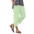 thumbnail image 3 of SwiftWear Women's Cotton Linen Straight Leg Pants Elastic Waist Casual Ankle Cropped Trousers with Pockets Stretch Pull On Comfy Pants, 3 of 9